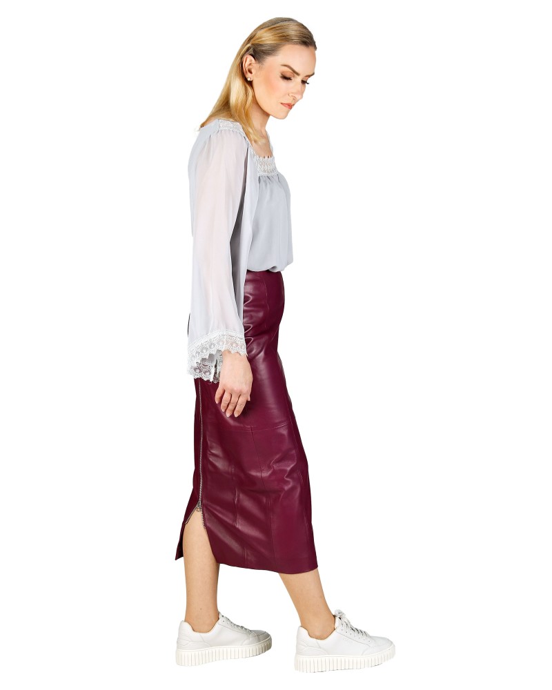 Burgundy leather hotsell skirt topshop