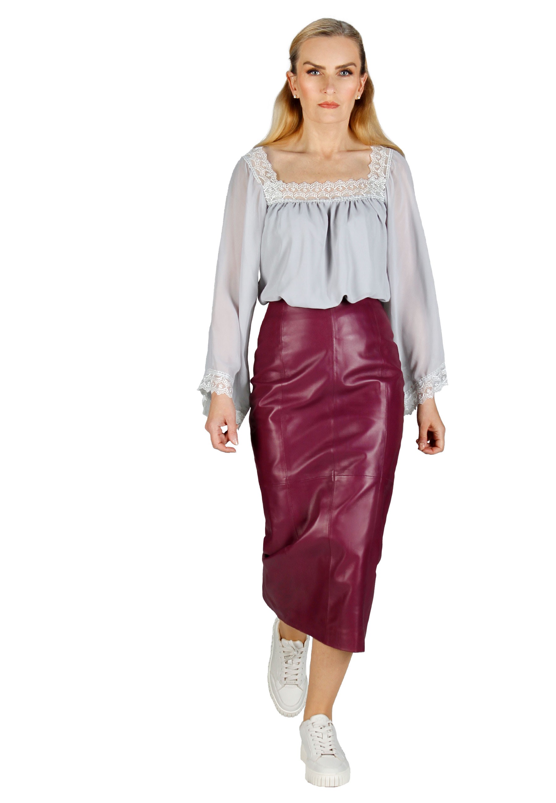 Burgundy leather skirt 50s hotsell